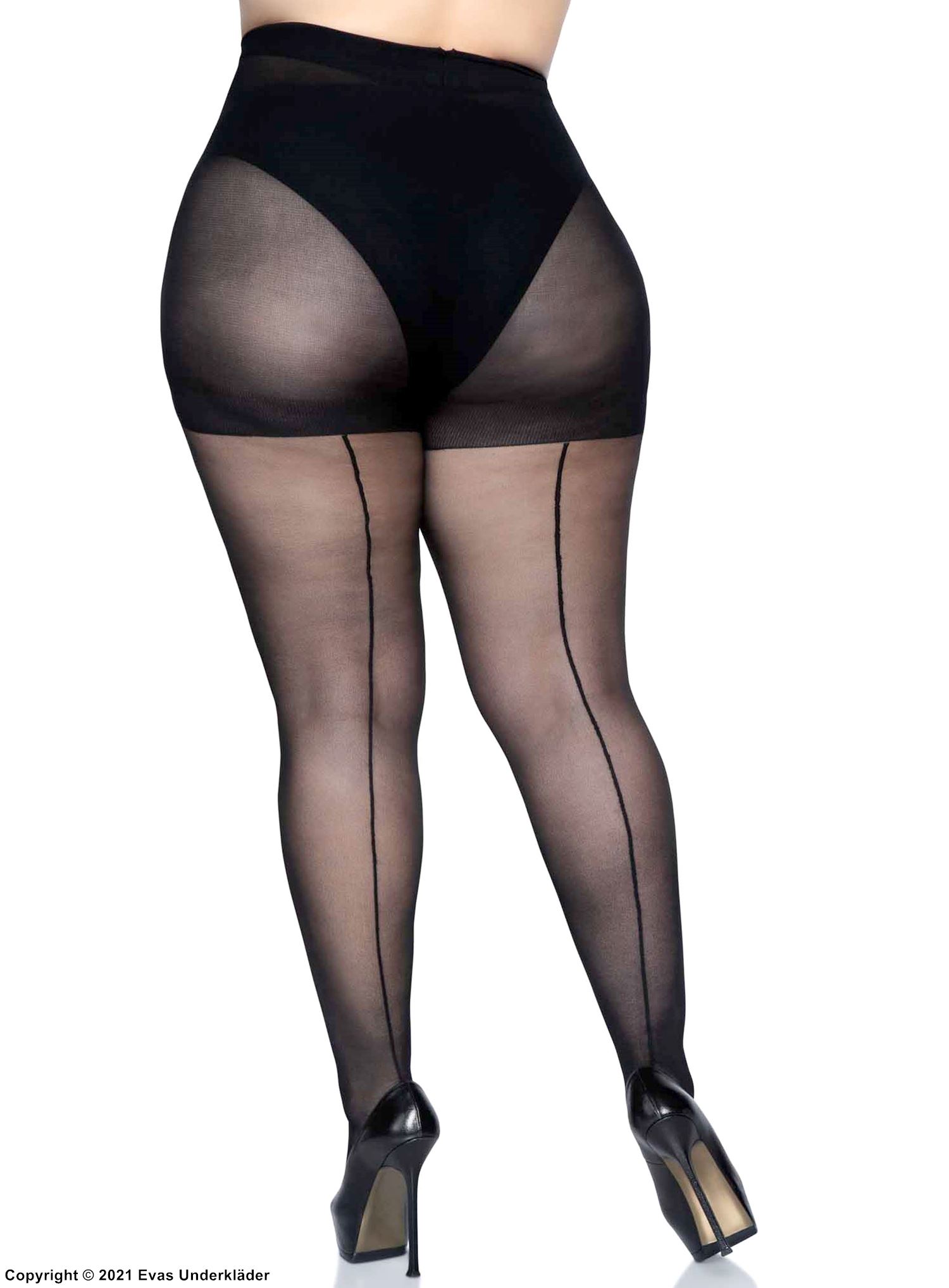 Klassische Strumpfhose, Naht hinten, Plus Size